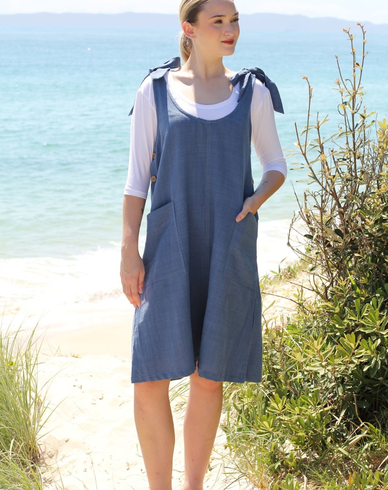 Tiestrap Smock Dress In Denim