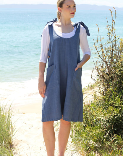 Tiestrap Smock Dress In Denim