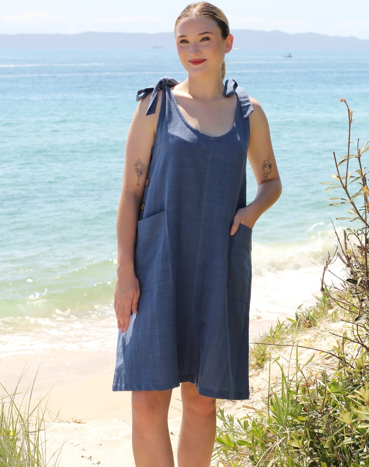 Tiestrap Smock Dress In Denim