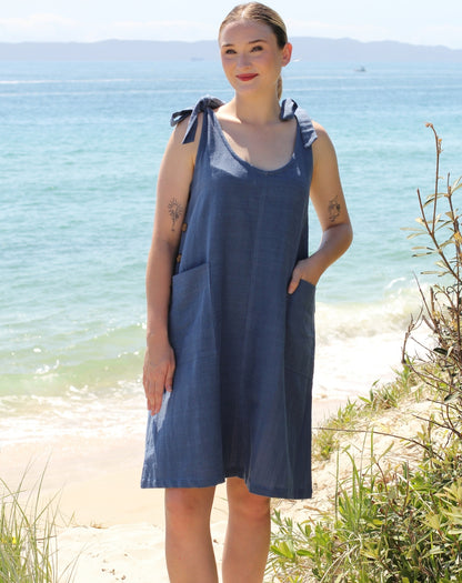 Tiestrap Smock Dress In Denim