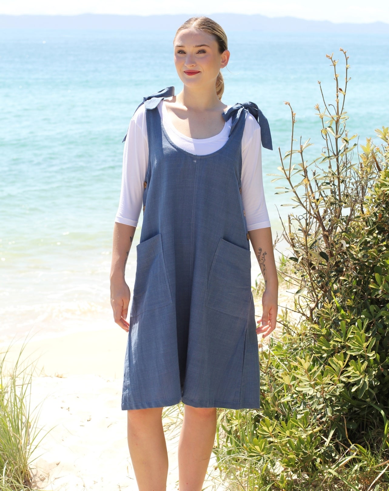 Tiestrap Smock Dress In Denim
